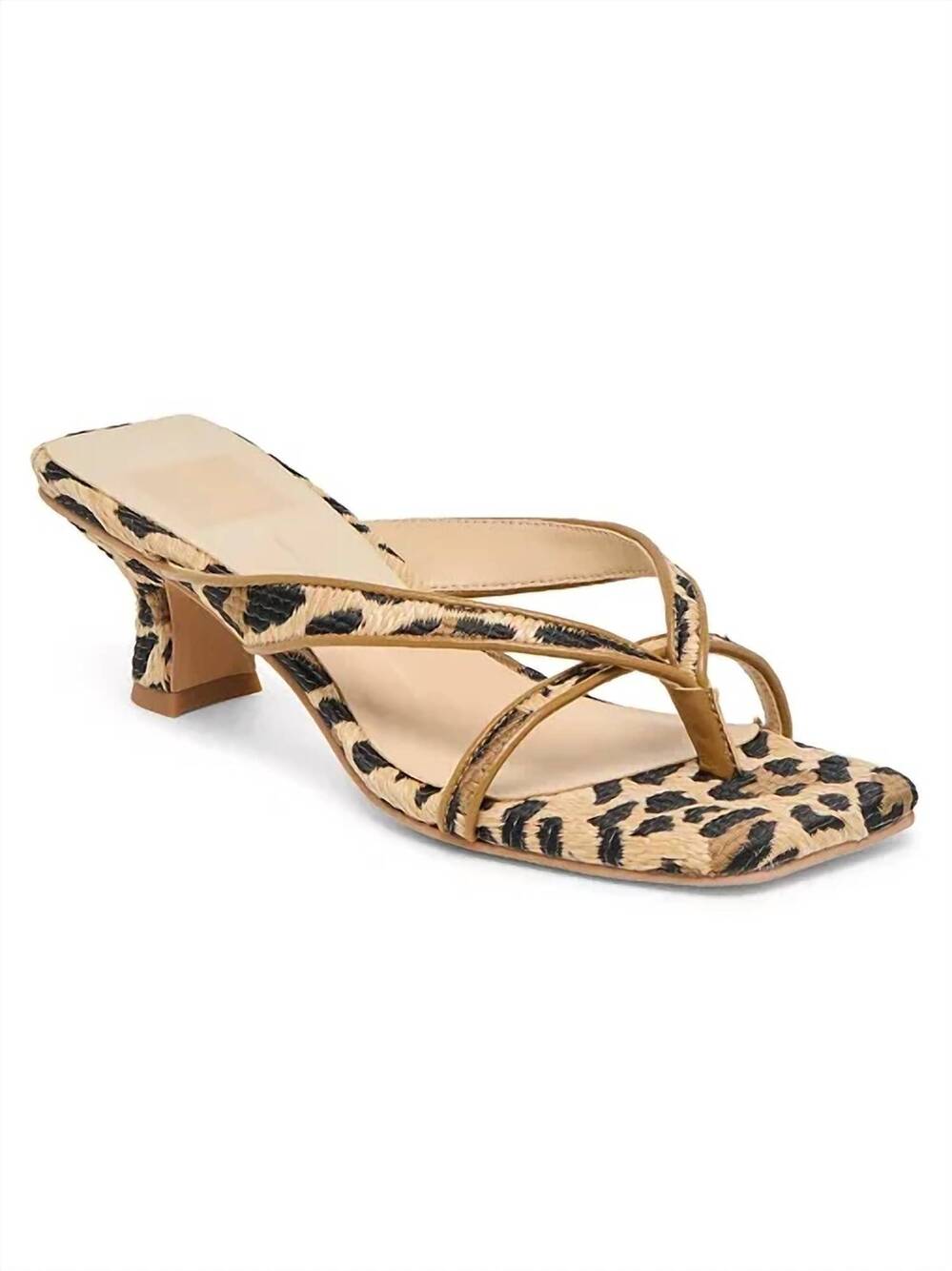 NEW DOLCE VITA women's brevel thong low block heel sandals in leopard print